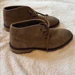 Andrew Marc Woodside Chukka Boots Mens Size 9 Tan Leather Suede Lace Up
